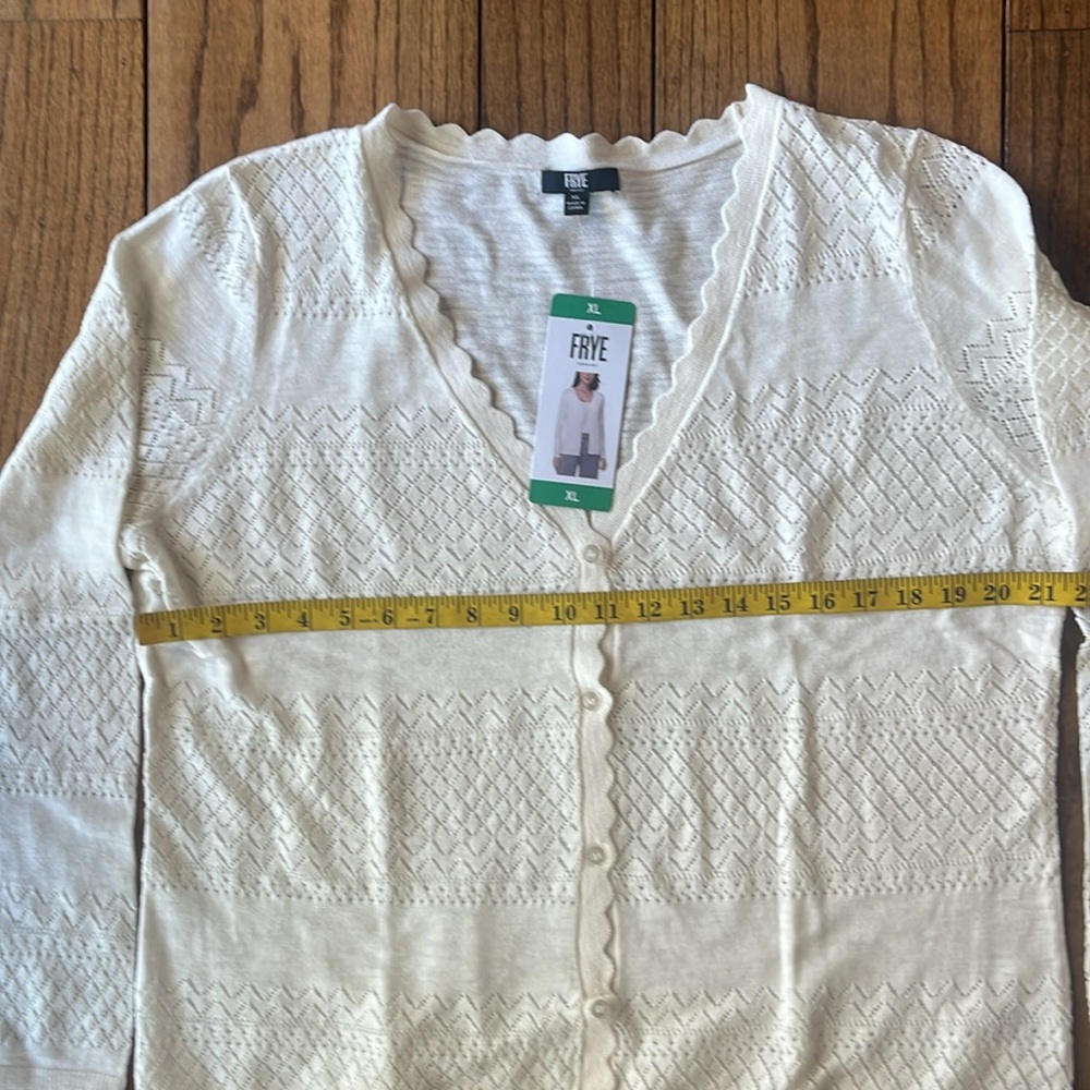 Frye Women's Pointelle Cardigan size XL - Picture 9 of 10